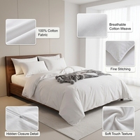 Ensemble de literie hôtelier 4 pièces 100% Coton avec coutures, draps plats et housses de couette, anti-bactérien et anti-acariens, pour hôtels et complexes hôteliers