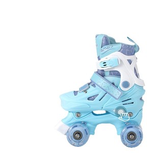 Patins à roulettes pour enfants, roues doubles, lumières clignotantes, bleu, rose, violet, âge 3-12 ans, équipement de patinage en ligne - Product Image 2