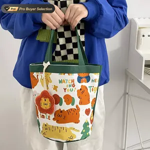 KALANTA stile coreano simpatico animale borsa pranzo scatola di tela borsa di tela borse Shopper di grande capacità cartone animato tigre borse per le donne