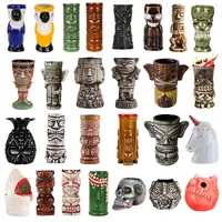 Vente en gros de mugs Tiki hawaïens, verres à cocktail créatifs, tasses Tiki en céramique faites à la main et personnalisées pour bar