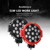 Feux de travail LED ronds de 7 pouces 51W Faisceau spot et large pour 4x4 Tout-terrain Camion Tracteur VTT SUV Feux de conduite