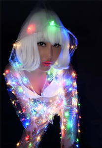 Nouveau Costume de Scène pour Femmes Adultes, Danseuse, DJ, <span class=keywords><strong>Chanteuse</strong></span>, Tendance, LED Lumineux, Transparent, 100% Polyester - Product Image 2