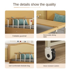 Медицинская кровать для больниц и домов престарелых, с деревянными панелями, ручной регулировкой спинки и ножек, аксессуары, пожизненная гарантия - Product Image 4