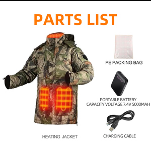 Chaqueta Soft Shell Silenciosa para Caza para Hombre con Batería Recargable y Cierre de Cremallera <span class=keywords><strong>Ropa</strong></span> Calefactable para Exteriores - Product Image 4