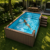 Piscine modulaire en conteneur maritime en fibre de verre avec fenêtre en verre transparent, terrasse en WPC, piscine hors sol pour hôtel de villières