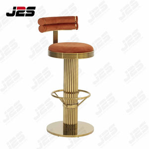 <span class=keywords><strong>Tabouret</strong></span> de bar en tissu moderne disponible avec base en métal doré et repose-pieds pour restaurants et cuisines de luxe - Product Image 6