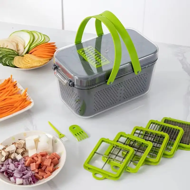 Hot Sale Kitchen Gadgets Hand Held Quick Manual Multifunctional Veggie Cutter 16 in 1 Vegetable Chopper
