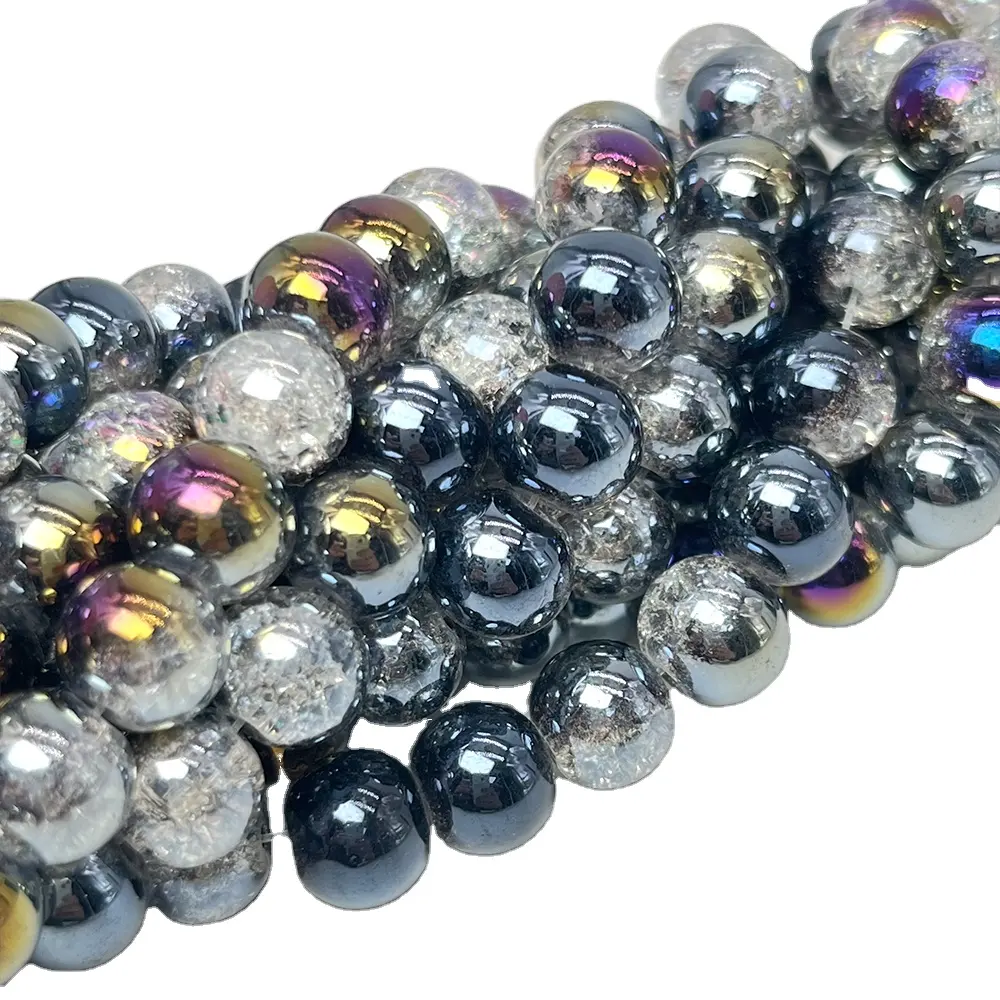 Diskon besar tali manik-manik kaca 6 8 10 12 mm manik-manik longgar warna campuran untuk membuat perhiasan Diy gelang kalung