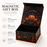 Boîtes cadeaux magnétiques pour bonbons d'Halloween, en papier recyclable, avec aimant, pour fêtes, emballage rigide pour collations, avec logo personnalisé