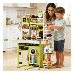 Mini <b>Kitchen</b> Cooking Toy Set Toddler Chef Station Sink <b>Shelf</b> Cabinet Storytelling Growth Parent Child Interaction - Product Image 4