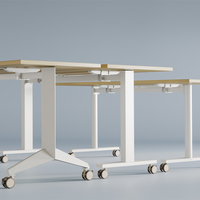 Table de formation mobile pivotante et pliable OMNI en acier inoxydable moderne avec roulettes silencieuses, table gigogne pour bureau