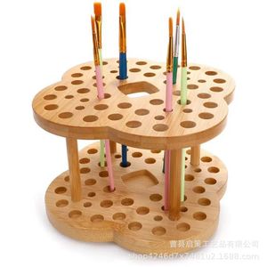 Wooden Pencil Storage Rack 360 Degree Rotating <b>Desktop</b> Organizer For Stationery Holders - Product Image 1