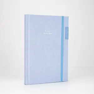 Simple Macaron Blue Fabric With 1.25 Mm Cardboard Foaming Hardcover Life Planner Agenda Diary Notebook Journal Organiser