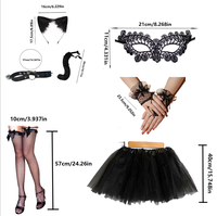 Ensemble de 7 accessoires de costume de chatière pour adulte, costume complet avec oreilles et queue de chat noires, masque, costume pour Halloween, carnaval, bal