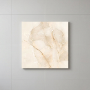 Vistaar Onyx Bianco Marble Effect 600x600mm Polished Porcelain Tiles Glossy Luxury Interior Flooring - Product Image 5