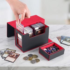 2400+ Sports Card Storage <b>Box</b> Case Carrom Board TCG for Hooded Unsleeved Removable Cover Portable PU Leather - Product Image 1