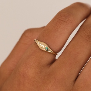 Vendita calda 18K oro placcato dolce segno zodiacale Birthstone anello zircone in acciaio inox Non appannamento donne anelli d'oro - Product Image 1