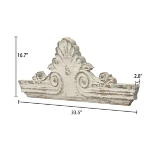 Vintage Living Room Home Accessories Rust Luxury Decorative Carving Wooden Pediment Sculpture Ornaments Wall Hanging Decorative