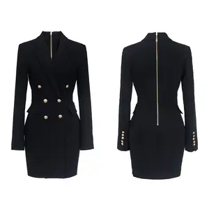 Fit Elegant Zipper Blazer Dress Ladies Spring and Autumn Blazer Factory Direct Sale Cheap High Quality Slim Long Knitted Women