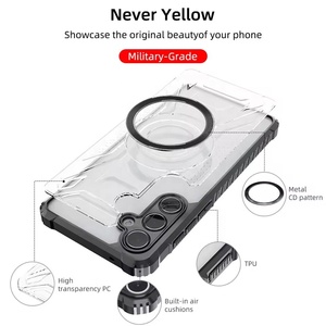 Custodia di Lusso Trasparente con Ricarica Magnetica per Auto per <span class=keywords><strong>Samsung</strong></span> S26 Ultra S25 S24 S23 Plus Ultra S21 FE A56 A36 A26 A16 A55 <span class=keywords><strong>A35</strong></span> A25 <span class=keywords><strong>Cover</strong></span> - Product Image 3