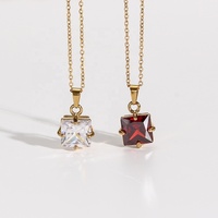 Collier avec pendentif carré en zircon Dreamshow, bijoux pour couple, collier avec pendentif en zircon cubique pour femmes