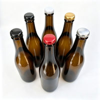 Bouteille de vin vide ronde en verre ambré vert foncé 750 ml, prix d'usine, vente chaude, bouteilles de vin en verre personnalisées pas chères avec bouchon couronne et couvercles