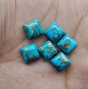 Turquesa Azul Natural, Cabujones Cuadrados Planos, Piedras Preciosas para Joyería, Todos los Tamaños, Mohave, Color Estabilizado, Cambio de Color, AMARA - Product Image 4