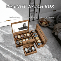Boîte à montres JinZheng élégante en bois de noyer massif, faite à la main, avec 3/6/10/12 emplacements, étui de rangement et de présentation doublé de velours, design animalier unique