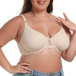 Soutien-gorge de lingerie en gros, à armatures, couleur unie, bonnet complet, ultra-fin, sans couture, pour poitrines généreuses, effet minimisant - Product Image 1