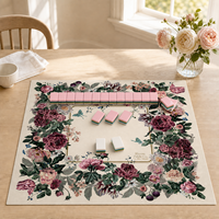 Tapis de Mahjong 31,5 pouces 3 mm Antidérapant Résistant à l'usure Tapis de Table de Mahjong Floral Bohème Accessoires de Mahjong Américain Tapis de Jeu Enroulable
