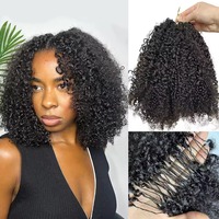 Extensions de cheveux humains bouclés crépus au crochet, boucles en boucle, nœuds au crochet, effet plumeux
