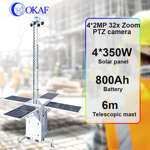 Solar <b>Security</b> <b>CCTV</b> Trailer Tower Equipped With AI PTZ <b>Camera</b> Mobile for Construction OKTOWER-PRO9-2 Mobile Surveillance Tower O - Product Image 3