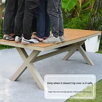 Vente directe Patio extérieur Table à manger rotin chaise ensemble plastique bois loisirs meubles pour plein air balcon cour cour