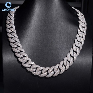 Cadena de eslabones cubanos de moissanita de 20 mm de gran tamaño con incrustaciones de mosaico, chapada en rodio, de plata maciza 925, joyería Hiphop Iced Out - Product Image 4