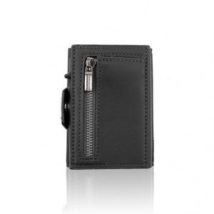 Cartera de Tarjetas de Lujo para Hombre, Organizador de Cuero PU con Cierre, Bolsillo para Monedas, Bloqueo RFID, 9.7x6.7CM (Modelo Mairun 823 Personalizado) - Product Image 1