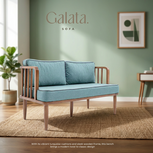Sofá Tapizado en Turquesa con Estructura de Madera, Sofá Lounge Moderno para Sala de Estar o Patio - Product Image 2