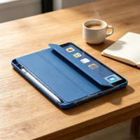 Étui pour iPad en cuir triple pliage en TPU souple avec emplacement pour stylet, couverture avec fonction veille/réveil automatique pour iPad Air 6 et iPad Pro 2024 11/13 pouces