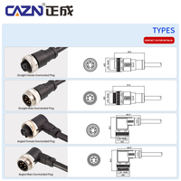 Connecteur circulaire mâle/femelle non blindé à 3, 4, 5, 6 ou 7/8 broches, coudé, avec faisceau de câbles de 1, 2 ou 5 mètres, surmoulé