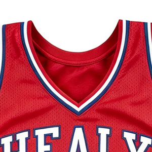 Maillot de basket Healy Classic Passion Red à col en V, 100 % polyester, anti-transpiration, pour homme, idéal pour les matchs - Product Image 4