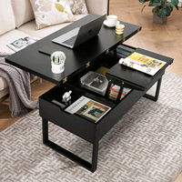 Table basse relevable intelligente en bois Combohome avec rangement pour salon