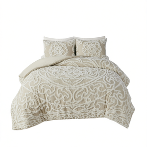 Ensemble de housse de couette en coton capitonné 3 pièces, motif géométrique, style classique, literie pour la maison - Product Image 1