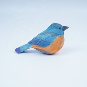 Escultura Decorativa de Madera Pintada a Mano con Forma de Pájaro, Adornos Navideños, Figuritas de Pájaro Azul - Product Image 1