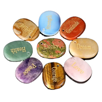 Pendentif en pierre de palmier en cristal naturel pour femme, fait main, accessoire de collier DIY, trou percé, texte gravé, pour l'exportation