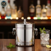 Seau à glace et bac à vin isothermes en acier inoxydable à double paroi, design à filetage droit, capacité 1L-2L, pour fêtes modernes