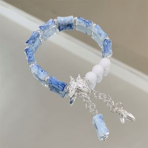 Chinese Style Platinum <b>Beaded</b> Bamboo Joint <b>Bracelet</b> with Butterfly Charm <b>Gold</b>/Silver Plated Sweet Style Jewelry for Women Girls - Product Image 6