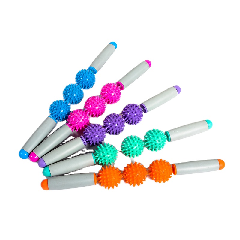 ПВХ PP натуральный ролик для массажа мышц, 5 шариков, массажная наклейка для расслабления мышц