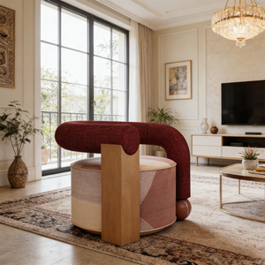 <span class=keywords><strong>Fauteuil</strong></span> rond en velours bordeaux de luxe moderne, pieds en forme de boule uniques, tissu <span class=keywords><strong>patchwork</strong></span>, <span class=keywords><strong>fauteuil</strong></span> lounge, design nordique, canapé club - Product Image 2