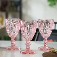 Gobelets à eau élégants pour la décoration de table, motif diamant classique, 13 oz, verre rose ambre, couleur personnalisée, verres à vin pour mariage