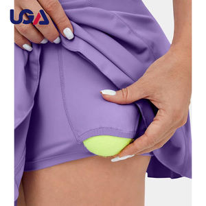褶裥网球鞋，带口袋女性高腰紫色高尔夫裙2合1女式运动跑步网球服 - Product Image 5