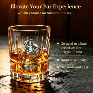Juego de Accesorios Profesionales para Bar, Piedras de Whisky Reutilizables de Acero Inoxidable y Granito con Caja de Madera para Bar en Casa - Product Image 4